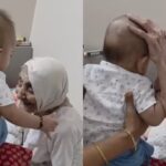 Great-Grandmother And Grandchild Interaction: Cute interaction between104-year-old great-grandmother and her 4-month-old great-grandson: What is the little baby trying to convey?
