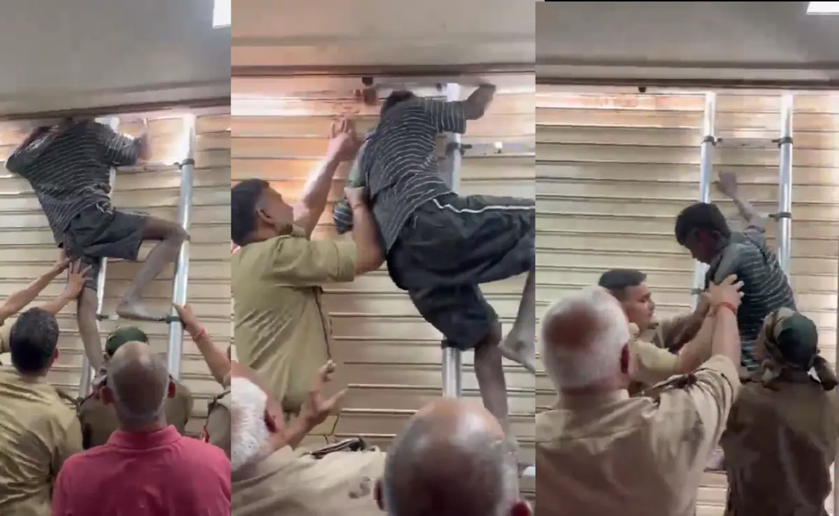 गाजियाबाद के क्लीनिक में चोरी करने घुसा चोर शटर में फंसा, रात भर वहीं लटका रहा, सुबह पुलिस ने निकाला