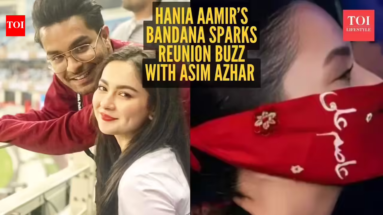 Is this a reunion clue? Hania Aamir wears a bandana embroidered with Asim Azhar’s name