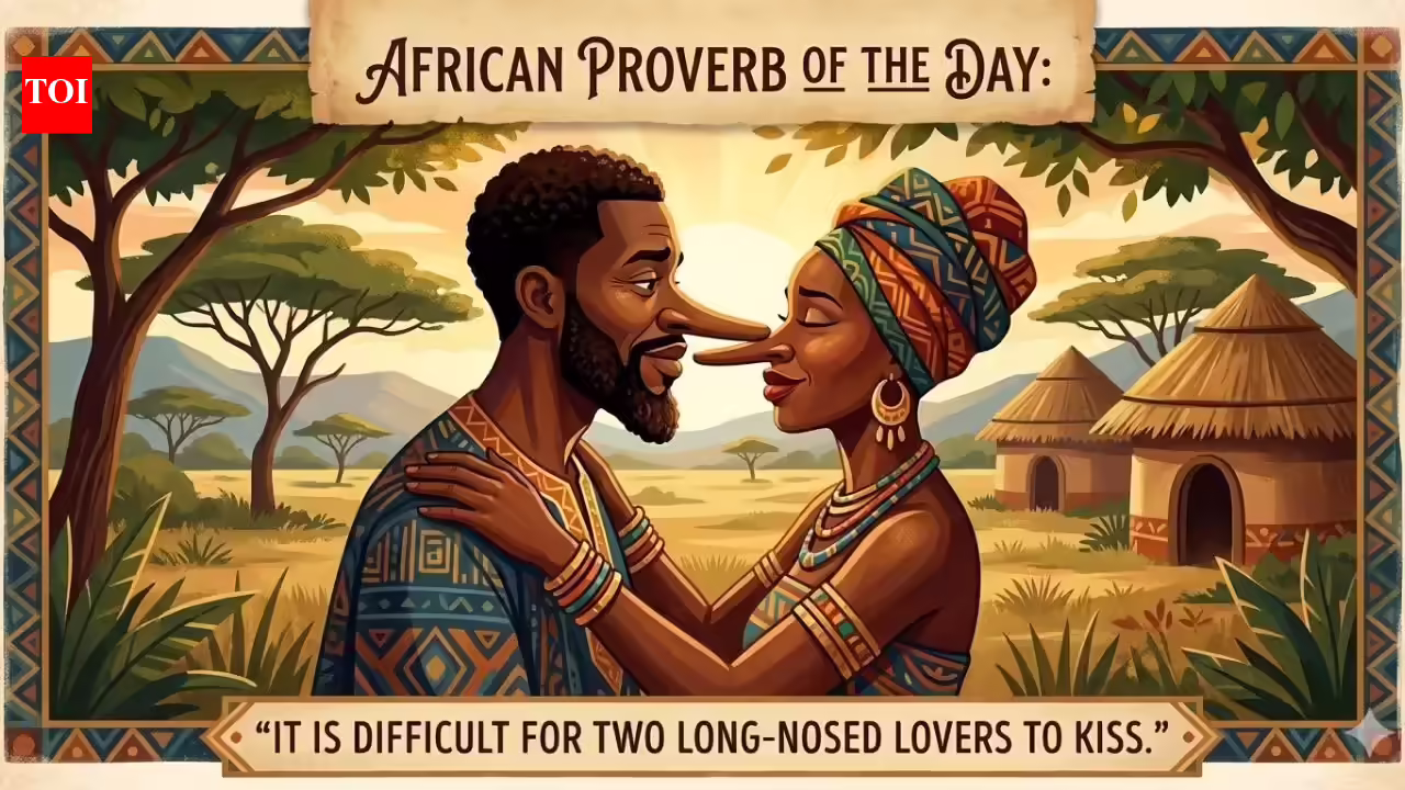 African proverb of the day: “It is difficult for two long-nosed lovers to kiss.” |
