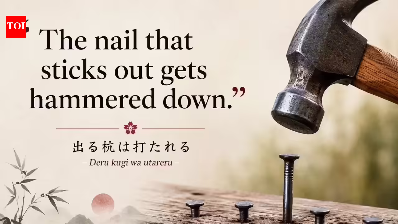 Japanese proverb of the day: "The nail that sticks out gets..." |